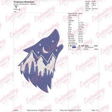 Wolf With Mountains Embroidery Design