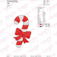 Christmas Candy Cane With Bow Embroidery Design
