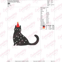 Black Cat In The Christmas Hat Embroidery Design