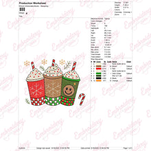 Christmas Coffee Cups Embroidery Design