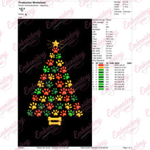 Funny Dog Paws Prints Christmas Tree Free Digital Machine Embroidery Design for Gifts | Free & Instant Download
