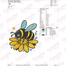 Bee On A Flower Embroidery Design