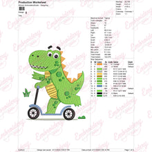 Dinosaur Riding Scooter Embroidery Design