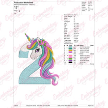 Unicorn Number 2nd Birthday Embroidery Design