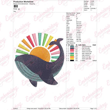Whale Sunset Machine Embroidery Design