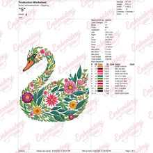 Beautiful Floral Swan Embroidery Design