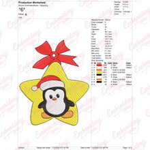 Christmas Penguin On Star Machine Embroidery Design