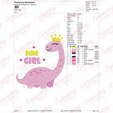 Funny Dino Girl Embroidery Design