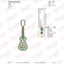 Floral Ukulele Embroidery Design