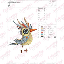 Funny & Silly Crazy Bird Embroidery Design