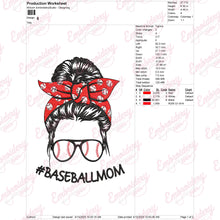 Baseball Mom Messy Bun Embroidery Design