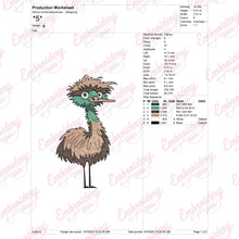 Cute Ostrich Bird Embroidery Design