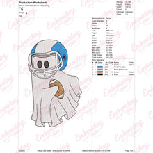 Football Ghost Halloween Embroidery Design