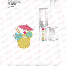 Pineapple Fruit Cocktail Summer Embroidery Design