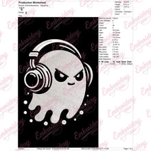 Halloween Ghost With Headphones Embroidery Design