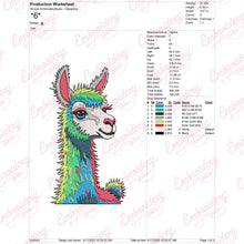 Colorful Llama Embroidery Design