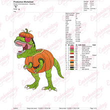 T-rex Dinosaur In Pumpkin Halloween Embroidery Design