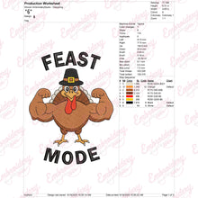 Feast Mode On Turkey Muscle Thanksgiving Embroidery Design