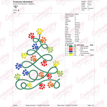 Paw Print Christmas Tree Embroidery Design