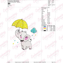 Cute Elephant With Umbrella Embroidery Design