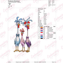 Colorful Crazy Chickens Embroidery Design