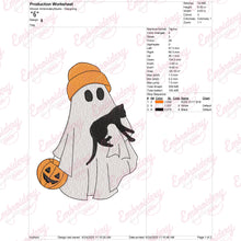 Ghost With Cat Halloween Embroidery Design