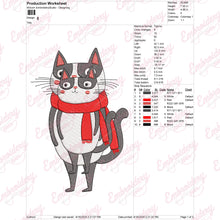 Cat With Christmas Scarf Embroidery File