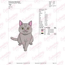 Russian Blue Cat Embroidery Design
