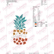 Aloha Pineapple Embroidery Design