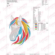 Colorful Horse Head Embroidery Design