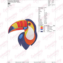 Colorfull Toucan Head Embroidery Design