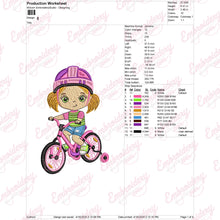 Cute Girl Riding a Bicycle Embroidery Design