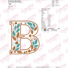 Floral Alphabet Letter B Embroidery Design