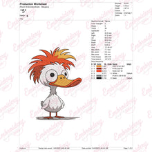 Cartoon Duck With Big Eyes Embroidery Design