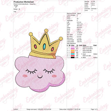 Cloud With Crown Embroidery Design