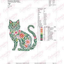 Flower Cat Embroidery Design