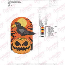 Halloween Raven and Pumpkin Embroidery Design