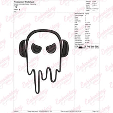 Melting Music Ghost Halloween Embroidery Design