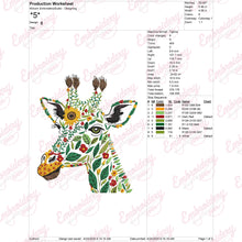 Floral Giraffe Embroidery Design