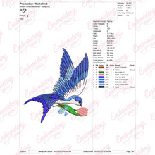 Blue Bird Flying Embroidery Design