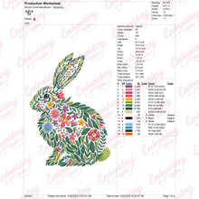 Tropical Leaves And Flowers Bunny Rabbit Embroidery Design