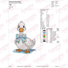 Funny Duck Bow Embroidery Design