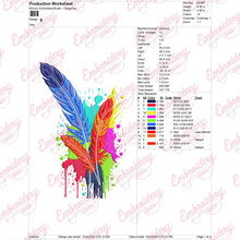 Colorful Three Feathers Embroidery Design