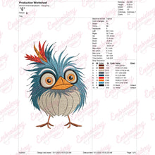 Crazy Bird Cartoon Embroidery Design Instant Download