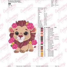 Floral Lion Embroidery Design