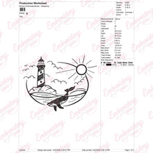 Whale Lighthouse Embroidery Design