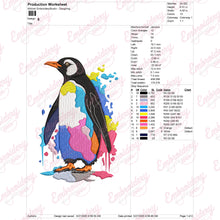 Watercolor Artistic Penguin Embroidery Design