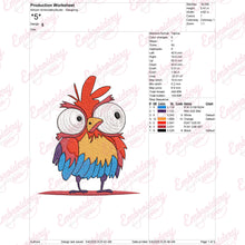 Colorful Cartoon Style Chicken Embroidery Design