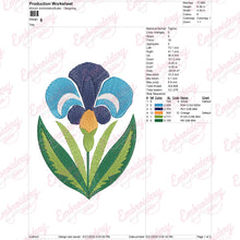 Iris Bloom Embroidery Design
