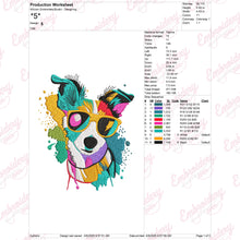 Coloful Dog Face Embroidery Design